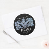 Glitter Blue Masquerade Mask Party Favor Ronde Sticker (Envelop)