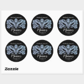 Glitter Blue Masquerade Mask Party Favor Ronde Sticker (Vel)