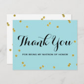 Glitter Blue | Matron Honor Hartelijk dank Bedankkaart (Voorkant / Achterkant)