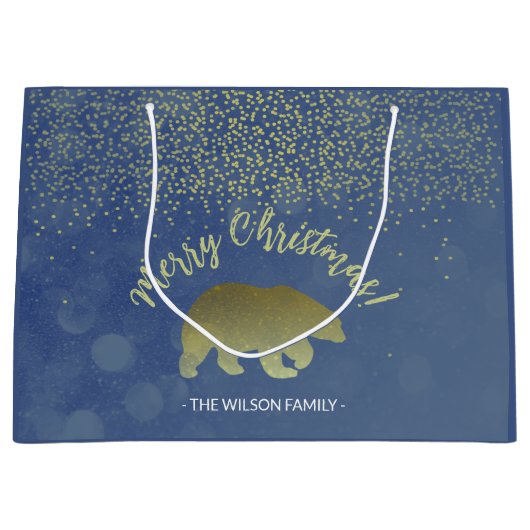 Glitter Blue Night Sky en Golden Beer Groot Cadeauzakje (Voorkant)