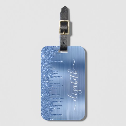 Glitter Blue op maat Bagagelabel (Voorkant (verticaal))