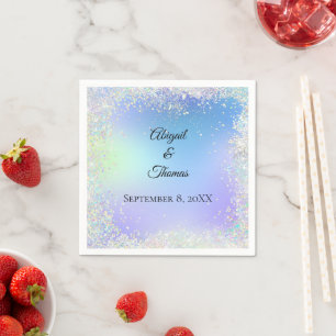 Glitter Blue Paars Wedding Anniversar personaliser Servet