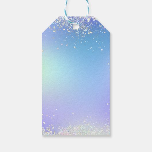 Glitter Blue Paars Wedding Favor personaliseren Cadeaulabel (Achterkant)