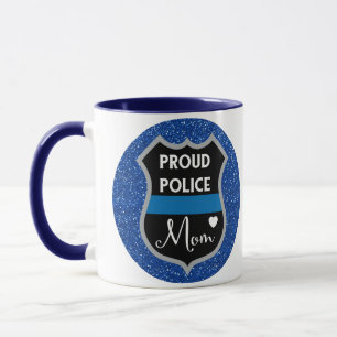 Glitter Blue Police Mam LEO ondersteunt koffie-Mok Mok