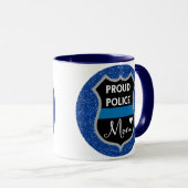 Glitter Blue Police Mam LEO ondersteunt koffie-Mok Mok (Voorkant rechts)