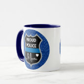 Glitter Blue Police Mam LEO ondersteunt koffie-Mok Mok (Voorkant links)