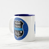 Glitter Blue Police Wife ondersteunt koffie-Mok Tweekleurige Koffiemok (Voorkant links)