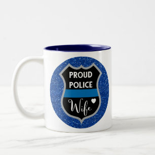 Glitter Blue Police Wife ondersteunt koffie-Mok Tweekleurige Koffiemok