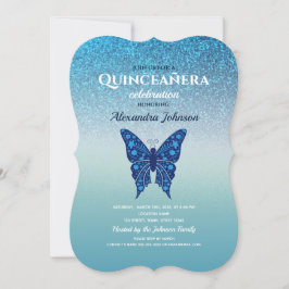 Glitter Blue Quinceanera Kaart