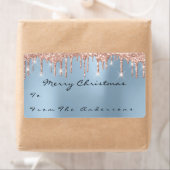 Glitter Blue Roos Gold Feestdagen kerstseizoen Etiket (Insitu)