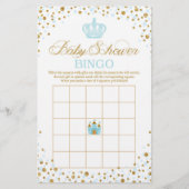 Glitter Blue Royal Crown Prince Baby shower Bingo (Voorkant)