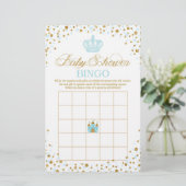 Glitter Blue Royal Crown Prince Baby shower Bingo (Staand voorkant)