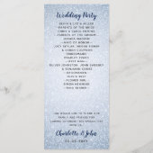 Glitter Blue Sneeuwvlokken winter bruiloft program Programmakaart (Achterkant)