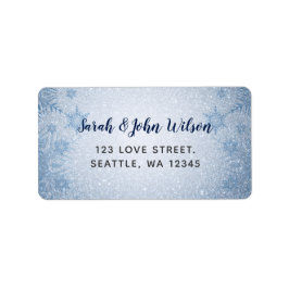 Glitter Blue Snowflakes winterbruiloft Etiket