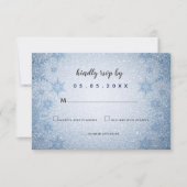 Glitter Blue Snowflakes winterbruiloft rsvp Kaart (Voorkant)