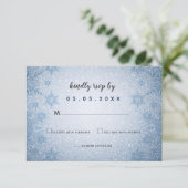 Glitter Blue Snowflakes winterbruiloft rsvp Kaart (Staand voorkant)