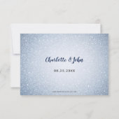 Glitter Blue Snowflakes winterbruiloft RSVP Kaartje (Achterkant)