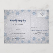 Glitter Blue Snowflakes winterbruiloft rsvp Uitnodiging Briefkaart (Achterkant)