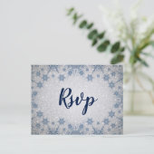 Glitter Blue Snowflakes winterbruiloft rsvp Uitnodiging Briefkaart (Staand voorkant)