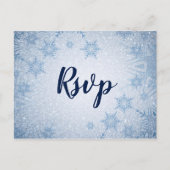 Glitter Blue Snowflakes winterbruiloft rsvp Uitnodiging Briefkaart (Voorkant)