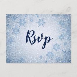 Glitter Blue Snowflakes winterbruiloft rsvp Uitnodiging Briefkaart