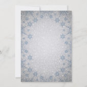 Glitter Blue Snowflakes wintertrouwuitnodiging Kaart (Achterkant)