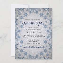 Glitter Blue Snowflakes wintertrouwuitnodiging Kaart