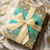 Glitter Blue Turquoise Gemstone Fire Glam Inpakpapier Vel