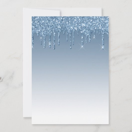 Glitter Blue Wedding Chic Dripping Kaart (Achterkant)
