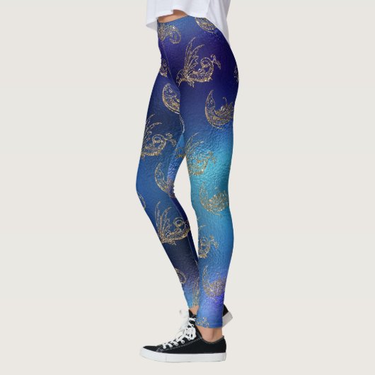 glitter blue zee design mermaid design leggings (Links)