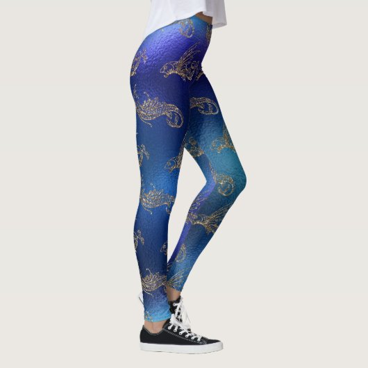 glitter blue zee design mermaid design leggings (Rechts)