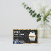 Glitter Blueberry Cupcake Pastry Chef Bakery Visitekaartje (Staand voorkant)