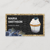 Glitter Blueberry Cupcake Pastry Chef Bakery Visitekaartje (Voorkant)