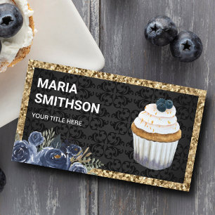 Glitter Blueberry Cupcake Pastry Chef Bakery Visitekaartje