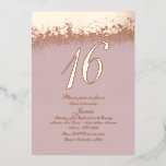 Glitter Blush Folie met gouddruk Folie Uitnodiging<br><div class="desc">Sweet 16 Uitnodigingen met Echte Folie Glitter Blush</div>