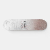 Glitter Blush Marble, speciaal Roos voor meisjes Persoonlijk Skateboard (Horizontaal)