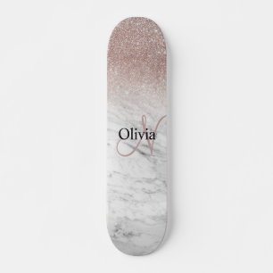 Glitter Blush Marble, speciaal Roos voor meisjes Persoonlijk Skateboard