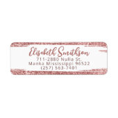 Glitter Blush Modern Luxe Aangepast Retouradres Etiket (Voorkant)