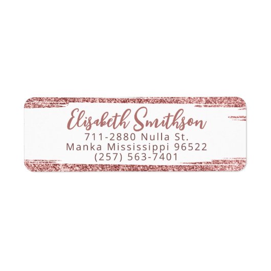 Glitter Blush Modern Luxe Aangepast Retouradres Etiket (Voorkant)