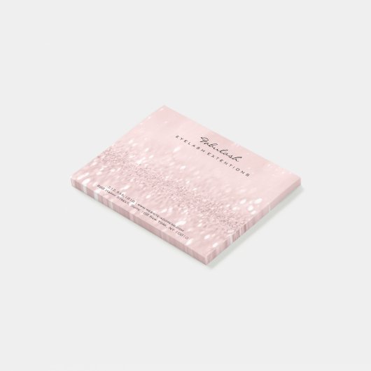 Glitter Blush Name Web Telefoonnummer Roze Post-it® Notes (Schuin)
