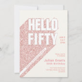 Glitter Blush Pink Bold Typografie 50ste verjaarda Kaart (Voorkant)