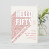 Glitter Blush Pink Bold Typografie 50ste verjaarda Kaart (Staand voorkant)