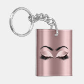 Glitter Blush Pink Girly Makeup Lashes Name Eyes Sleutelhanger (Voorkant Links)