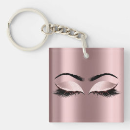 Glitter Blush Pink Girly Makeup Lashes Name Eyes Sleutelhanger
