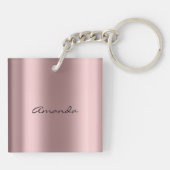 Glitter Blush Pink Girly Makeup Lashes Name Eyes Sleutelhanger (Achterkant)