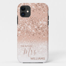 Glitter Blush Pink Rose Gold Future Mrs Bride Case-Mate iPhone Case