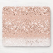 Glitter Blush Pink Rose Gold Monogram Muismat (Voorkant)