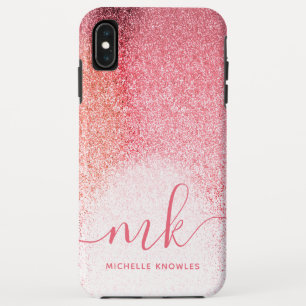 Glitter Blush Pink Rose Gold Monogramed Script Case-Mate iPhone Case