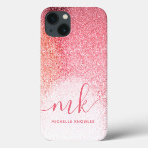 Glitter Blush Pink Rose Gold Monogramed Script Case-Mate iPhone Case