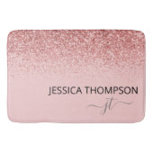 Glitter Blush Pink Simple Girly Monogram Name  Badmat (Voorkant)